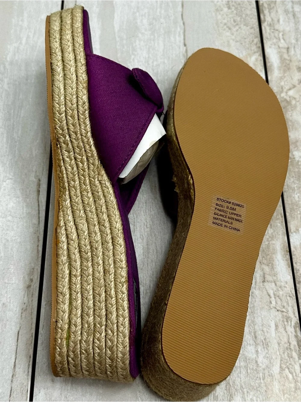 Aj Valenci Purple Knot Espadrille Wedge Slide Resort Vacation Vibrant Summer 9.5